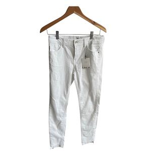 NWT Zara Mid-rise skinny white distressed spandex jeans size 6